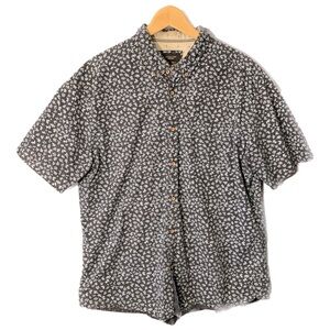 Level Ten Blue short sleeve button up Leaf print men’s shirt XL